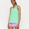 Nike Performance Damen DRY ELASTIKA TANK - Sport T-shirt - Green Glow/heather/white