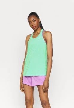 Nike Performance Damen DRY ELASTIKA TANK - Sport T-shirt - Green Glow/heather/white
