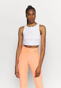 Nike Performance TANK FEMME - Sport T-shirt - White/bright Mango/grey Fog | Damen