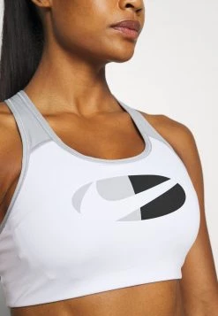 Nike Performance Damen LOGO BRA - Sport-BH Mit Mittlerer Stützkraft - White/black/light Smoke Grey -Angebote Nike Store c5eea654dc38492f8eb9c9d3627a6294