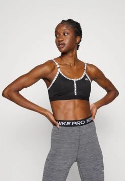 Nike Performance Damen AIR INDY LOGO BRA - Sport-BH Mit Leichter Stützkraft - Black/white