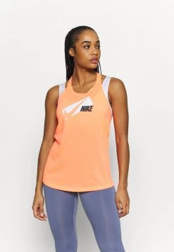 Nike Performance Damen DRY ELASTIKA - Sport T-shirt - Bright Mango/black