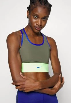Nike Performance Damen BRA - Sport-BH Mit Mittlerer Stützkraft - Medium Olive/lime Glow/hyper Royal -Angebote Nike Store d97eb5bb93464bfeaa9387baf6bec620