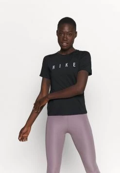 Nike Performance Damen MILER - T-Shirt Print - Black/reflective Silver