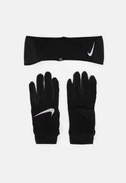 Nike Performance Herren MENS ESSENTIAL RUNNING HEADBAND AND GLOVE SET - Fingerhandschuh - Black/silver