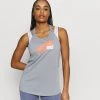 Nike Performance Damen DRY ELASTIKA - Sport T-shirt - Smoke Grey Heather/bright Mango/white