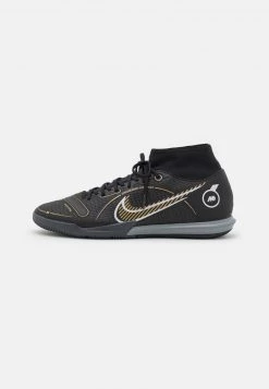 Nike Performance MERCURIAL 8 ACADEMY IC UNISEX - Fußballschuh Halle - Black/metallic Gold/metallic Silver