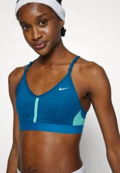 Nike Performance Damen INDY V NECK BRA - Sport-BH Mit Leichter Stützkraft - Marina/washed Teal/marina/white -Angebote Nike Store e4c25bd5b8554125ace0aebc9a1535c7