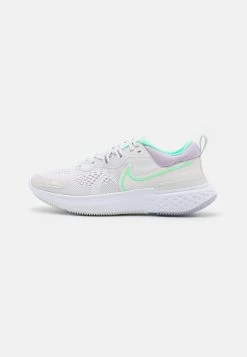 Nike Performance Damen REACT MILER 2 - Laufschuh Neutral - Platinum Tint/green Glow/white