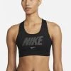 Nike Performance Damen W NK DF SWSH MTLC GX BRA - Sport-BH Mit Mittlerer Stützkraft - Black/(metallic Silver)