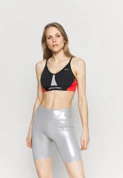 Nike Performance Damen INDY PRO BRA - Sport-BH Mit Leichter Stützkraft - Black/white/chile Red/metallic Silver