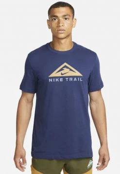 Nike Performance Herren TEE TRAIL - T-Shirt Print - Midnight Navy