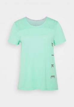 Nike Performance Damen RUN MILER - T-Shirt Print - Green Glow/white