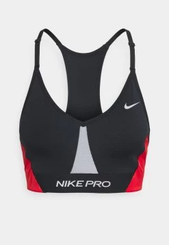 Nike Performance Damen INDY PRO BRA - Sport-BH Mit Leichter Stützkraft - Black/white/chile Red/metallic Silver -Angebote Nike Store f9bf19db22cd4f5d9bb72164037d2c20